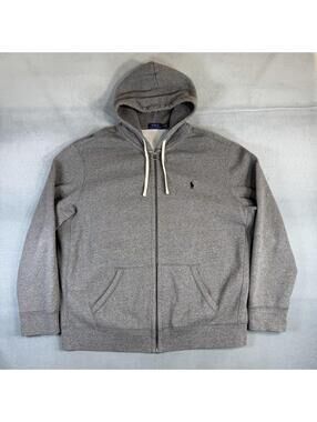 Polo Ralph Lauren Full Zip Hoodie Mens 2XL Heather Gray Pony Jacket Heavyweight